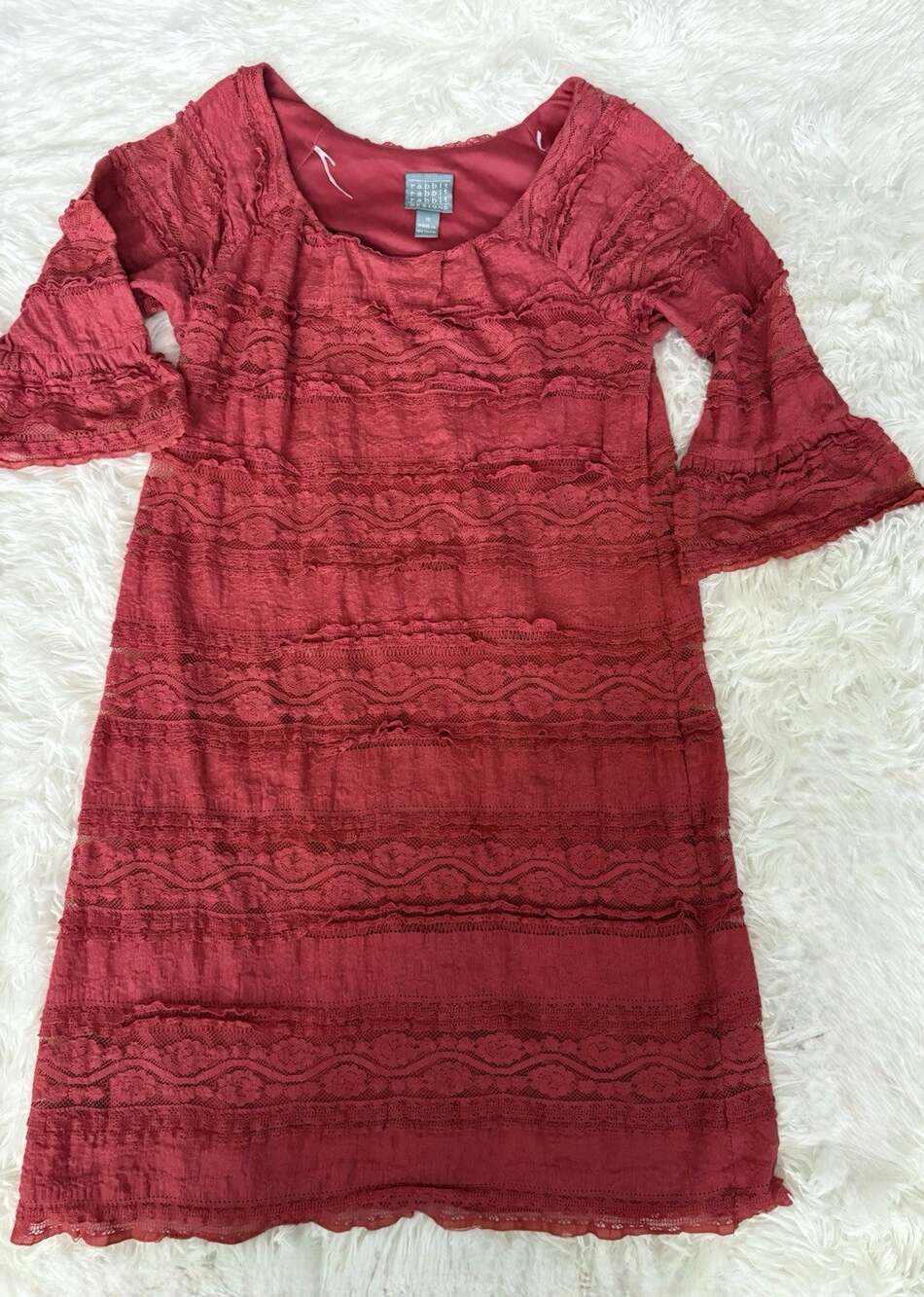 Rabbit Rabbit Rabbit Designs 10 Pink Lace Dress. Pretty, Exc. Quality - Picture 1 of 10